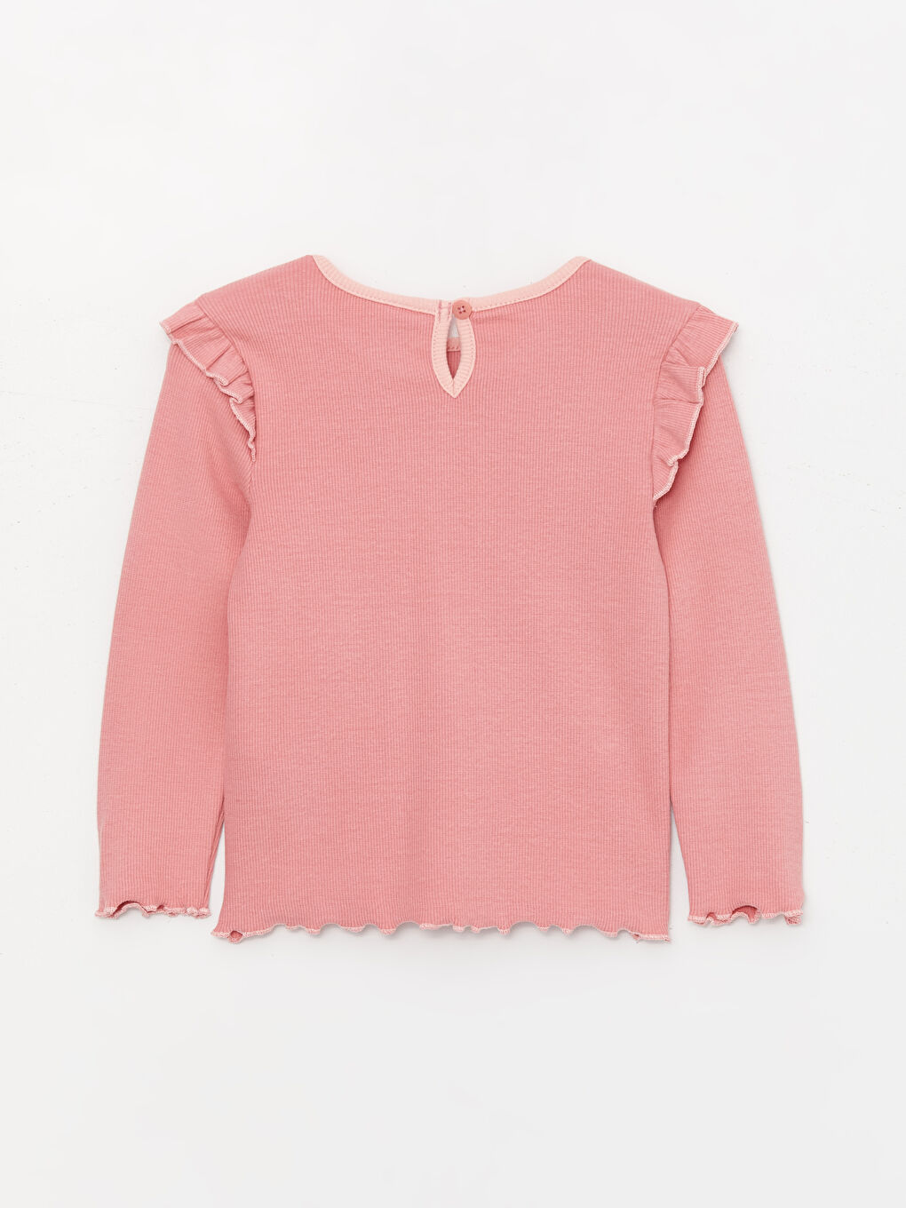 Pembe Bisiklet Yaka Uzun Kollu Kız Bebek Tişört-1