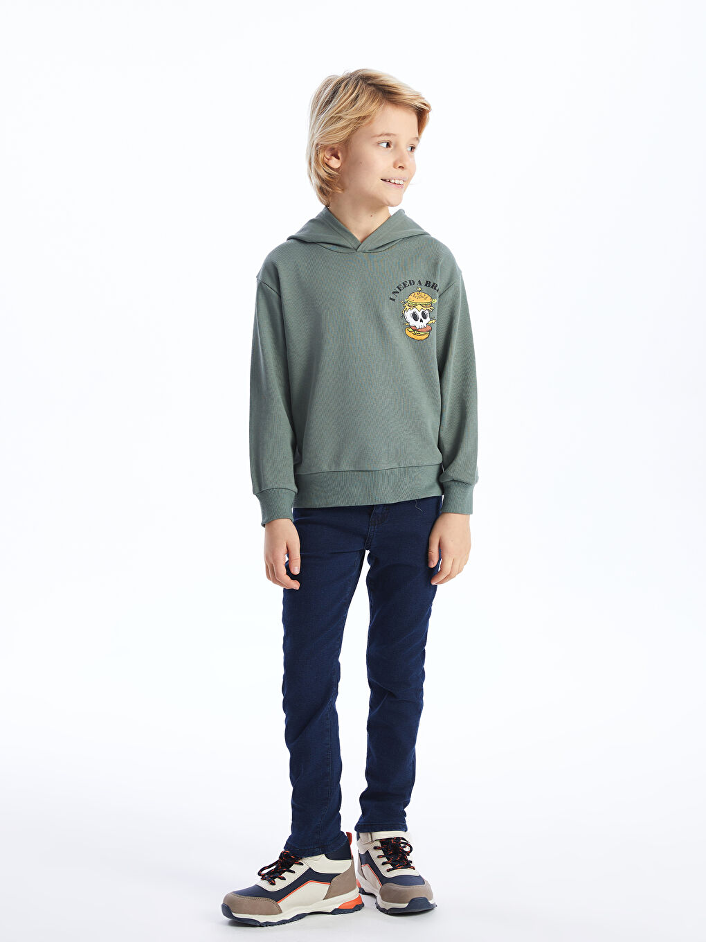 LCW Kids Haki H12 Baskılı Uzun Kollu Erkek Çocuk Hoodie - 2