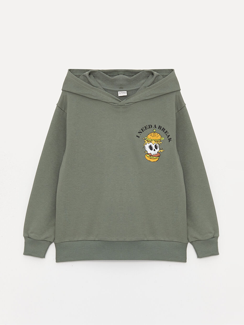 LCW Kids Haki H12 Baskılı Uzun Kollu Erkek Çocuk Hoodie - 3