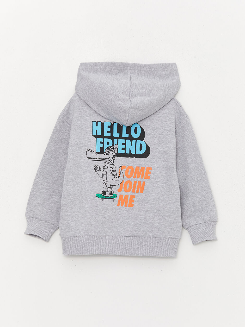 LCW Kids Gri Melanj Rahat Kalıp Baskılı Erkek Çocuk Hoodie - 1