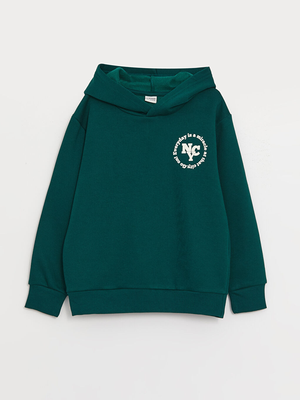 LCW Kids Koyu Yeşil Rahat Kalıp Baskılı Erkek Çocuk Hoodie - 3