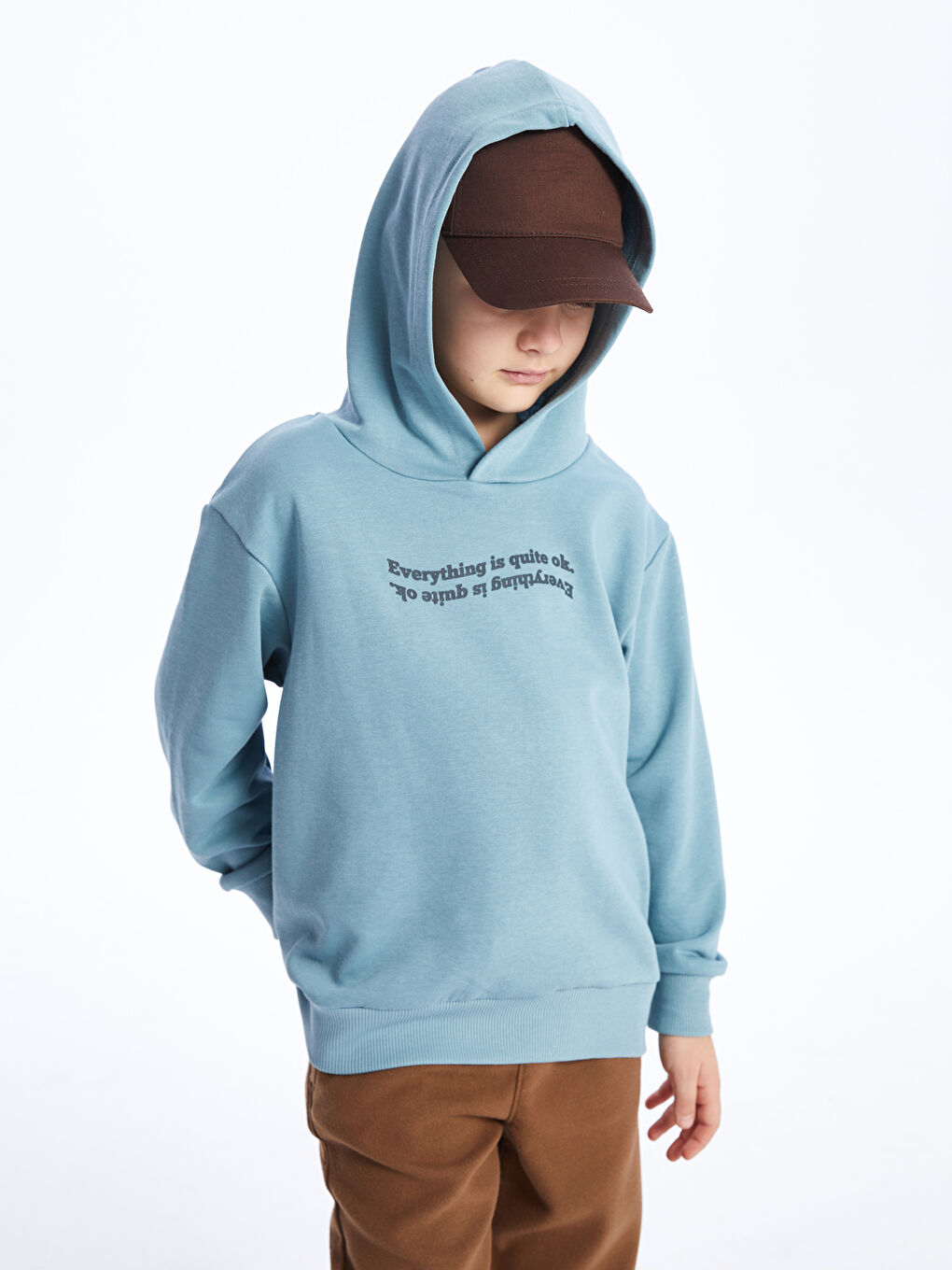 LCW Kids Mat Mavi Baskılı Uzun Kollu Erkek Çocuk Hoodie - 2