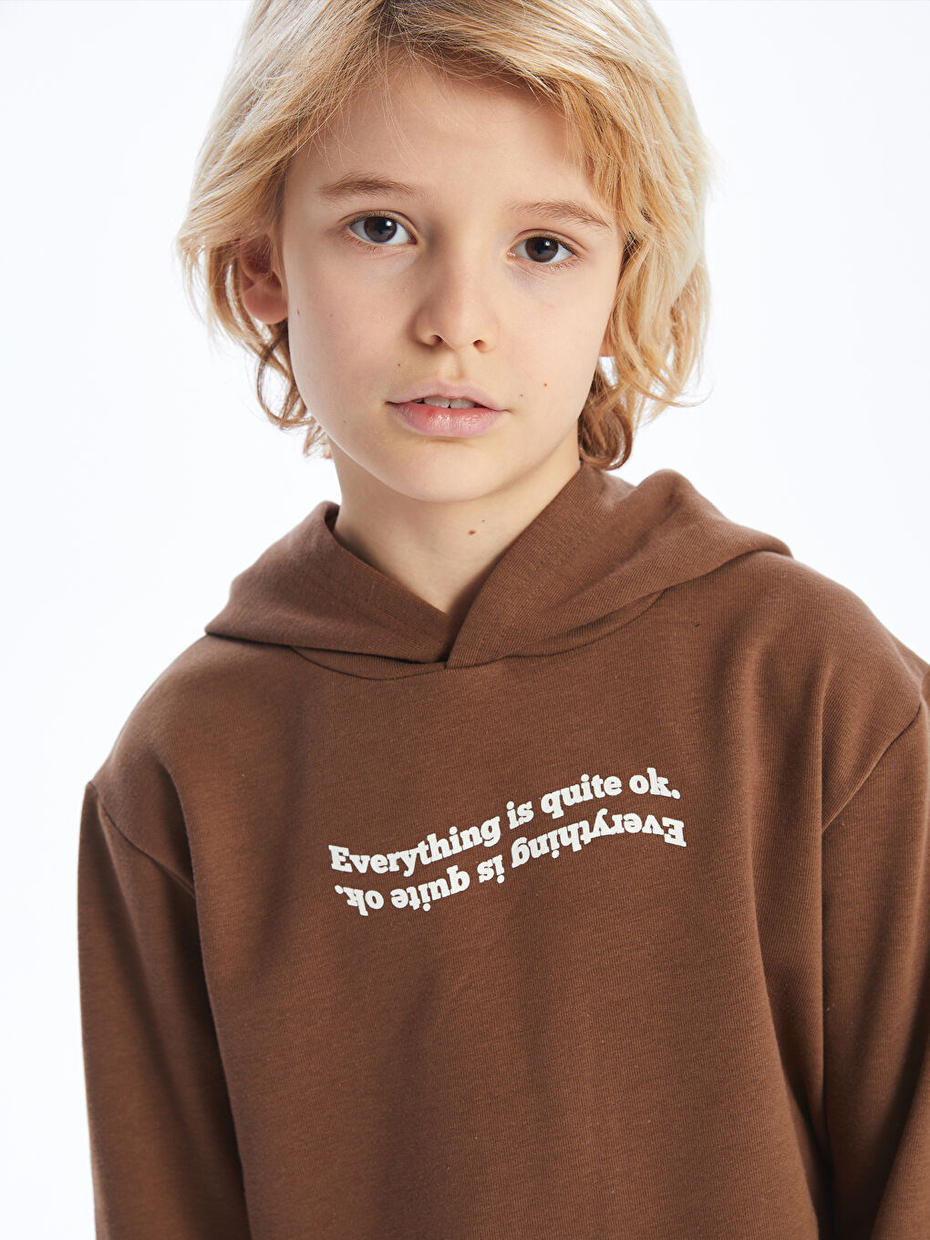 LCW Kids Kahverengi Baskılı Uzun Kollu Erkek Çocuk Hoodie - 1