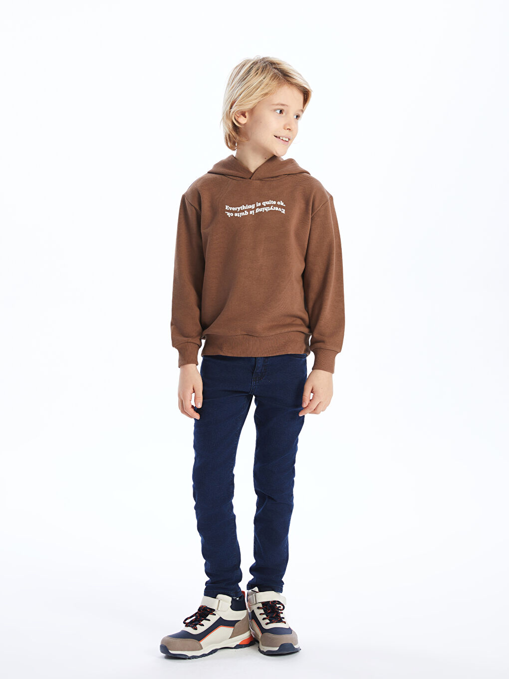 LCW Kids Kahverengi Baskılı Uzun Kollu Erkek Çocuk Hoodie - 2