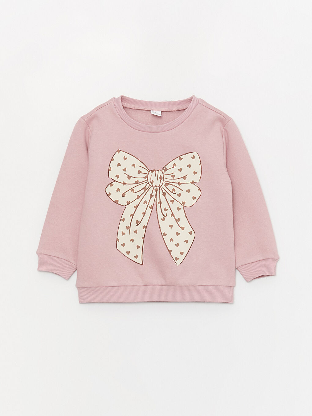 LCW baby Pembe Bisiklet Yaka Baskılı Kız Bebek Sweatshirt