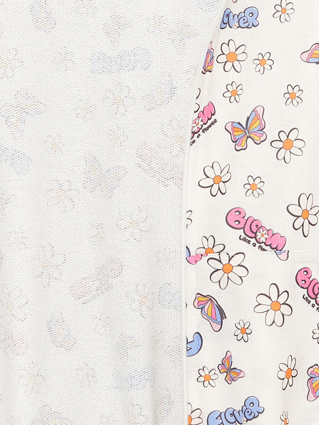 Ekru Kapüşonlu Baskılı Uzun Kollu Kız Çocuk Fermuarlı Sweatshirt-2