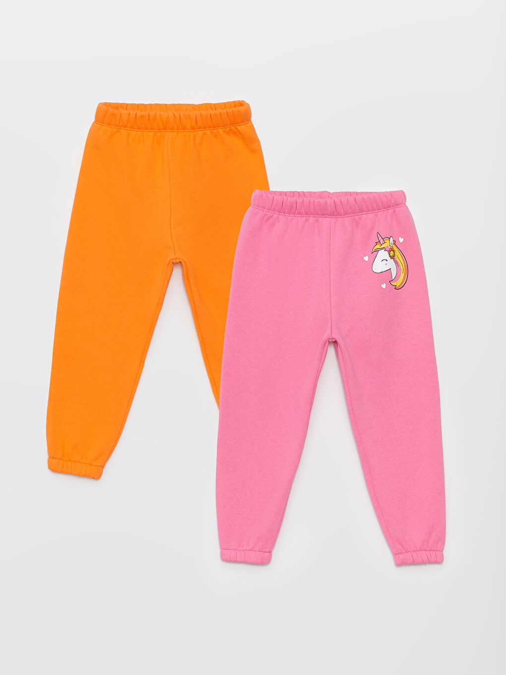 Pembe Beli Lastikli Kız Çocuk Jogger Eşofman Altı 2'li