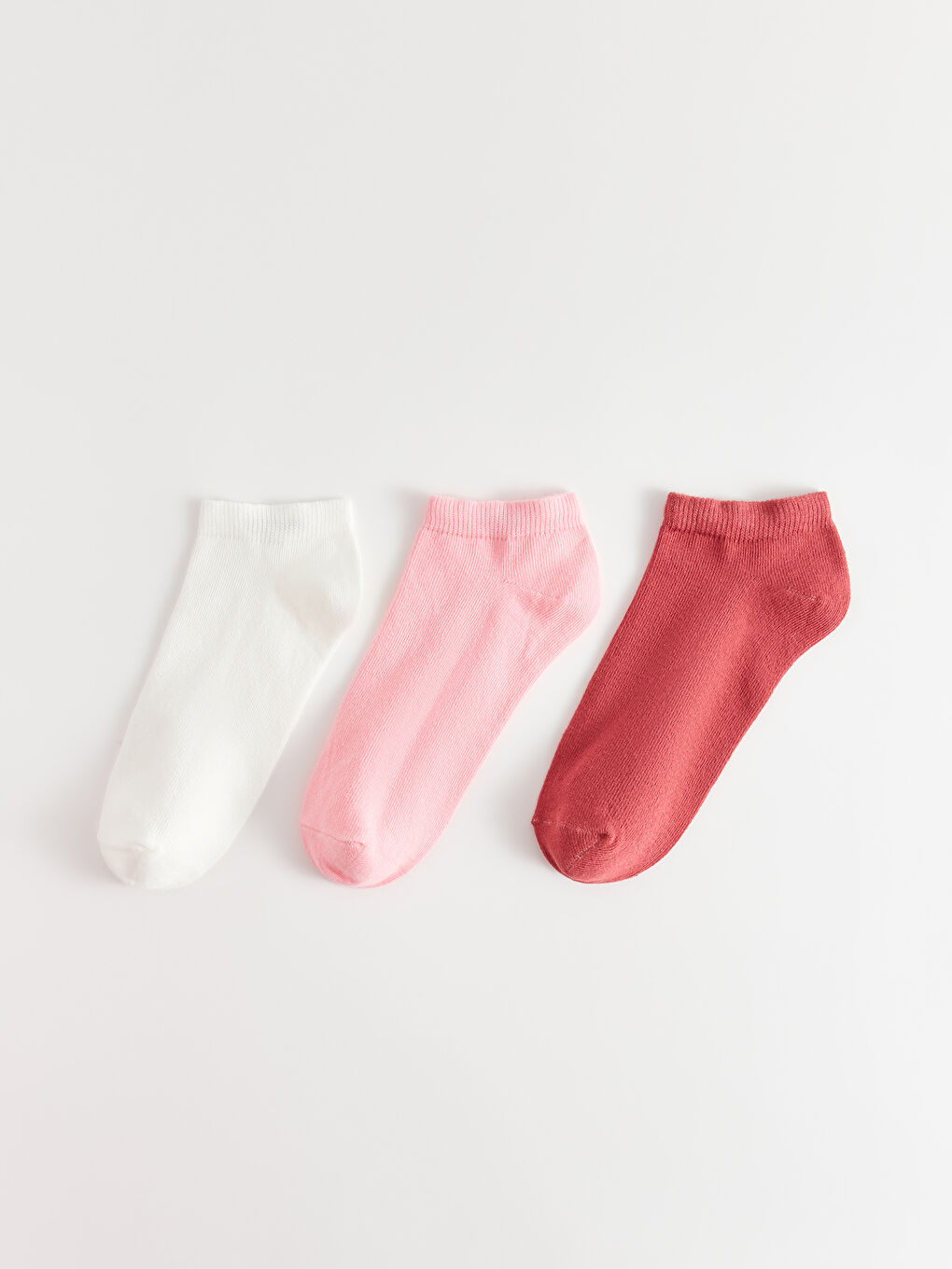 Beyaz Kadın Düz Patik Çorap 3'lü