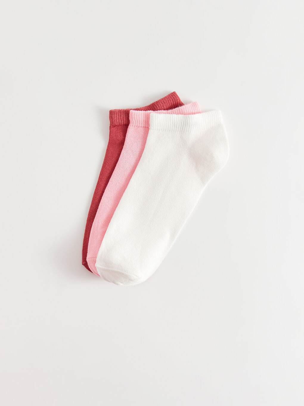 Beyaz Kadın Düz Patik Çorap 3'lü-1