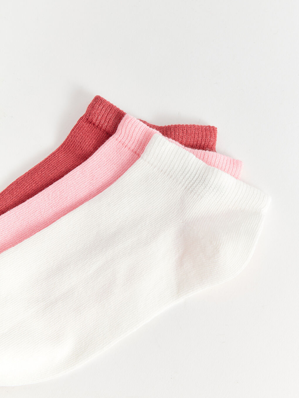 Beyaz Kadın Düz Patik Çorap 3'lü-2