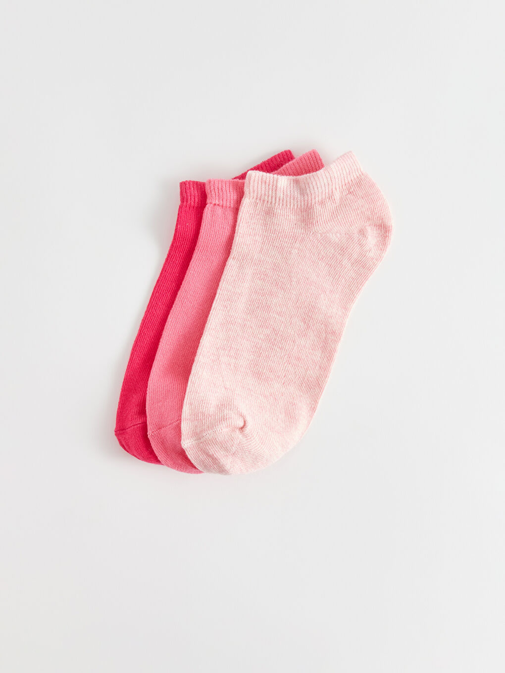 Pembe Kadın Düz Patik Çorap 3'lü-1