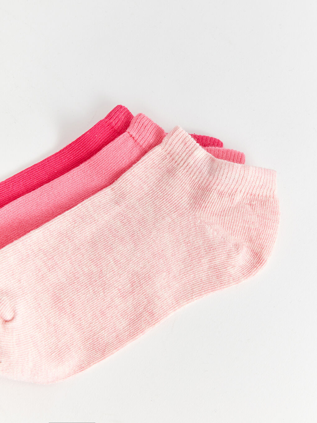 Pembe Kadın Düz Patik Çorap 3'lü-2