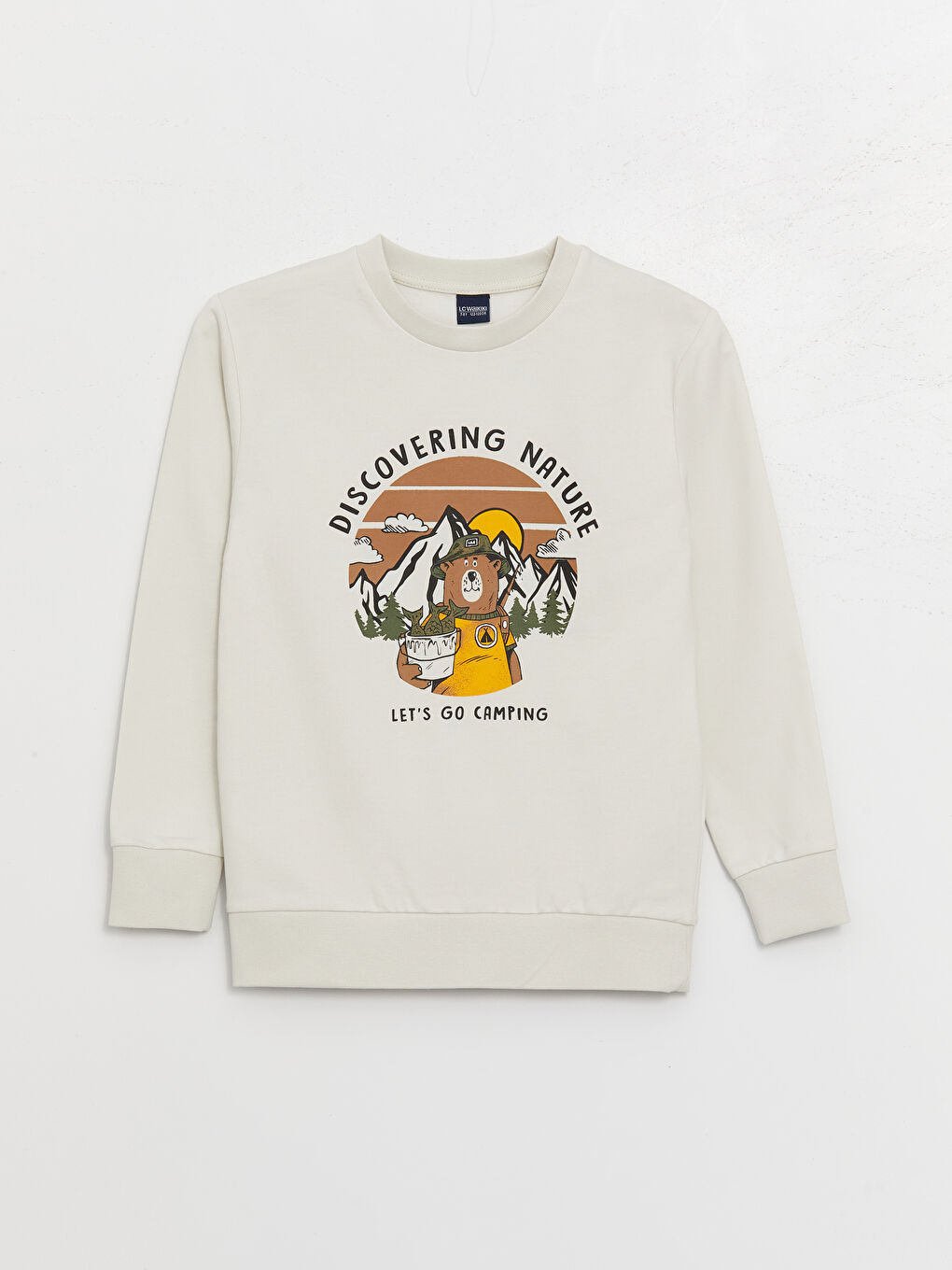 LCW Kids Açık Gri Bisiklet Yaka Baskılı Uzun Kollu Erkek Çocuk Sweatshirt ve Eşofman Altı - 1