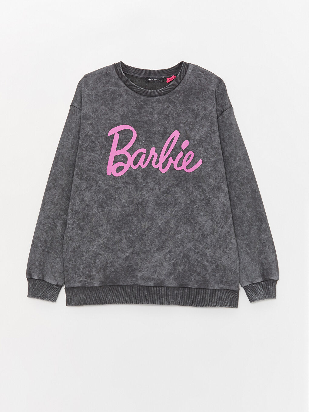 LCW Vision Antrasit Bisiklet Yaka Barbie Baskılı Uzun Kollu Oversize Kadın Sweatshirt - 5