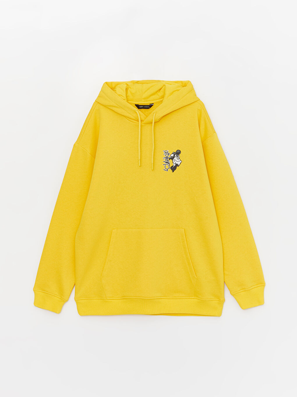 LCW Casual Orta Sarı Uzun Kollu Baskılı Erkek Hoodie