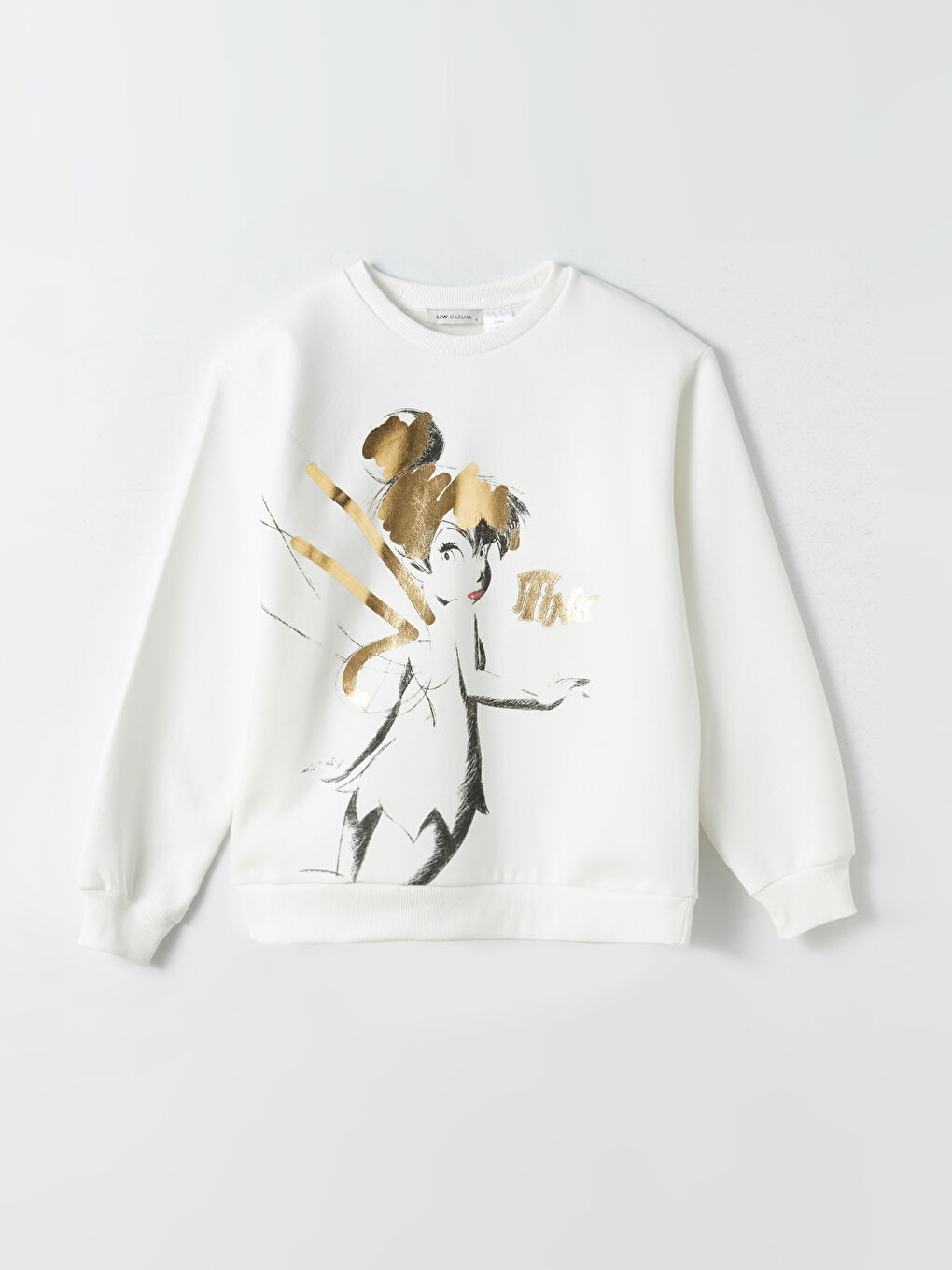 LCW Vision Ekru Bisiklet Yaka Tinker Bell Baskılı Uzun Kollu Kadın Sweatshirt - 5