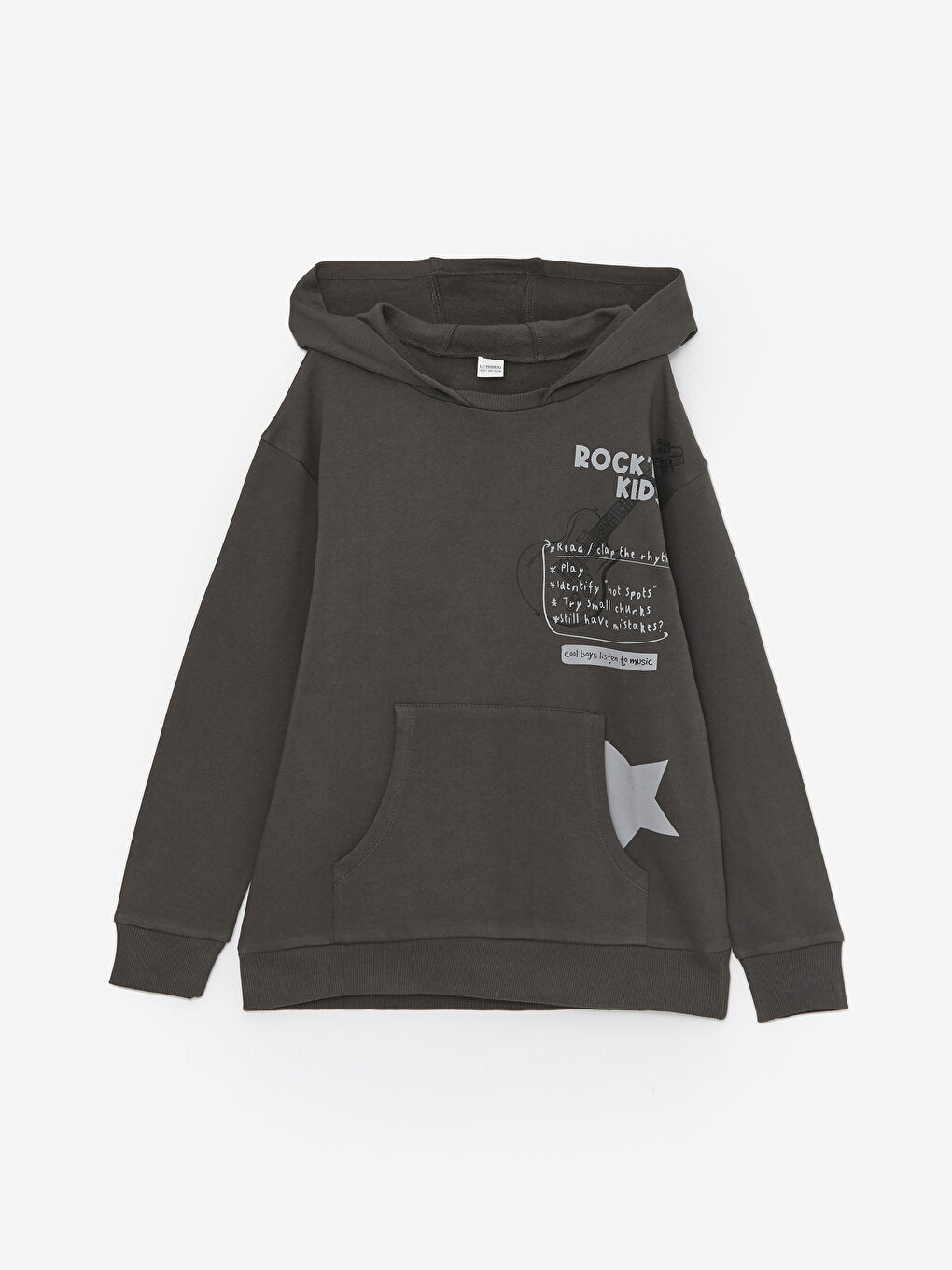 LCW Kids Antrasit Rahat Kalıp Baskılı Erkek Çocuk Hoodie - 3