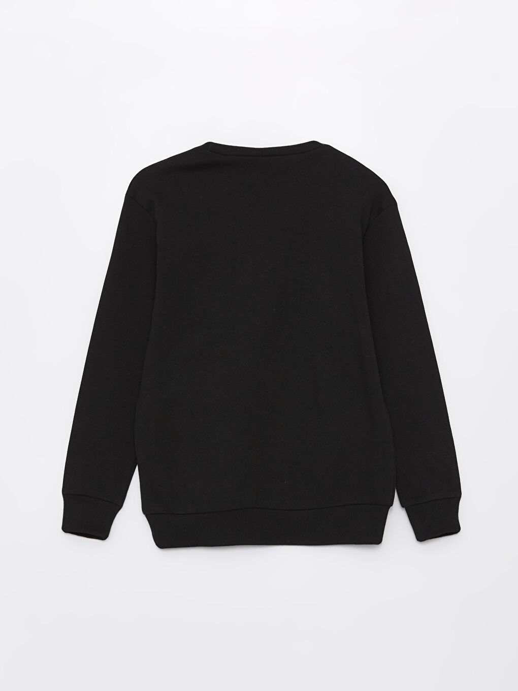 Siyah Rahat Kalıp Bisiklet Yaka Baskılı Erkek Çocuk Sweatshirt-1