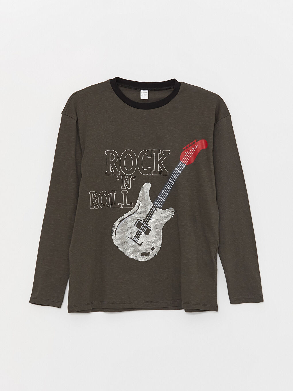 LCW Kids Antrasit Bisiklet Yaka Rock and Roll Baskılı Uzun Kollu Erkek Çocuk Tişört - 2