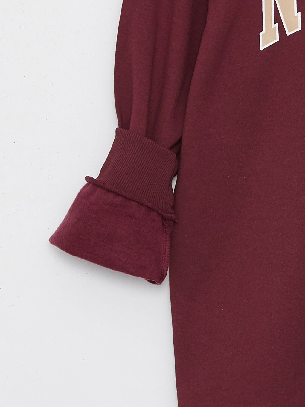 LCW Vision Bordo Bisiklet Yaka Baskılı Oversize Kadın Kalın Sweatshirt - 6