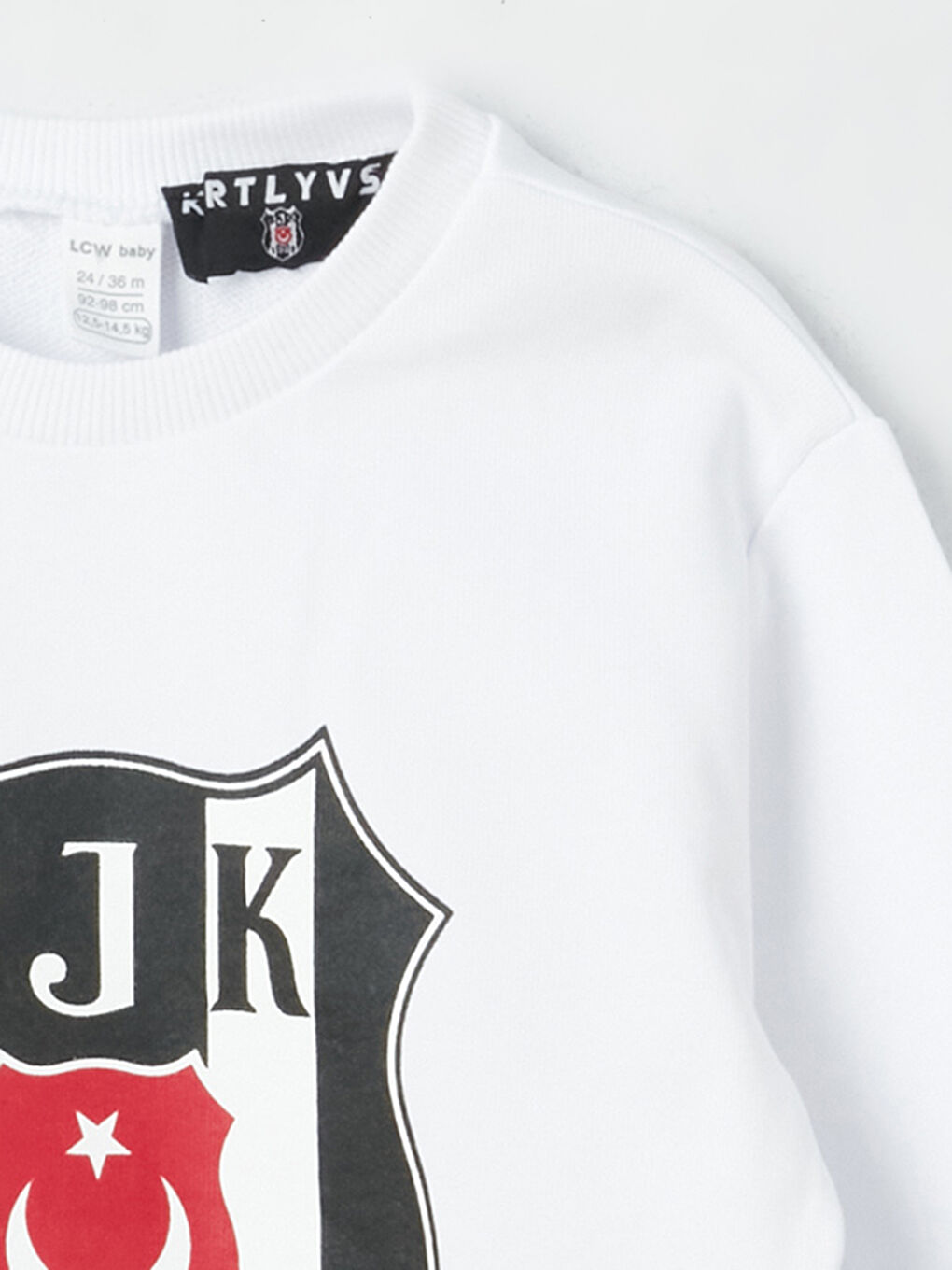 Beyaz Bisiklet Yaka Beşiktaş Baskılı Erkek Bebek Sweatshirt-2