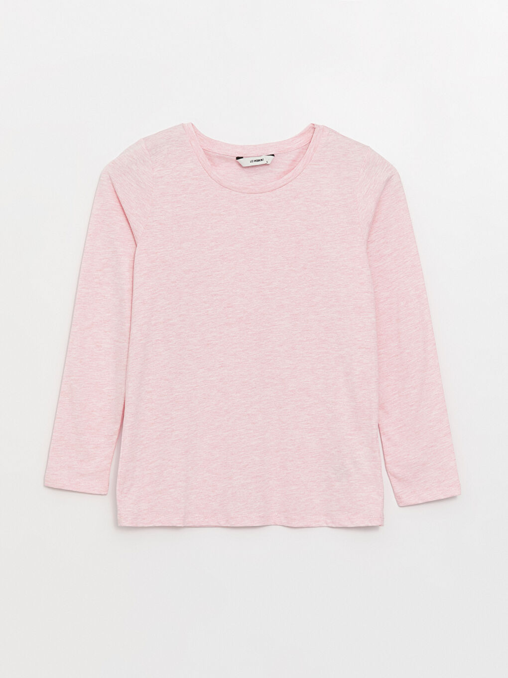 Pembe Bisiklet Yaka Düz Uzun Kollu Kadın Pijama Takımı-5