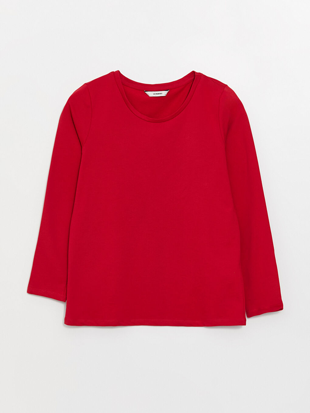 Kırmızı Bisiklet Yaka Düz Uzun Kollu Kadın Pijama Takımı-6