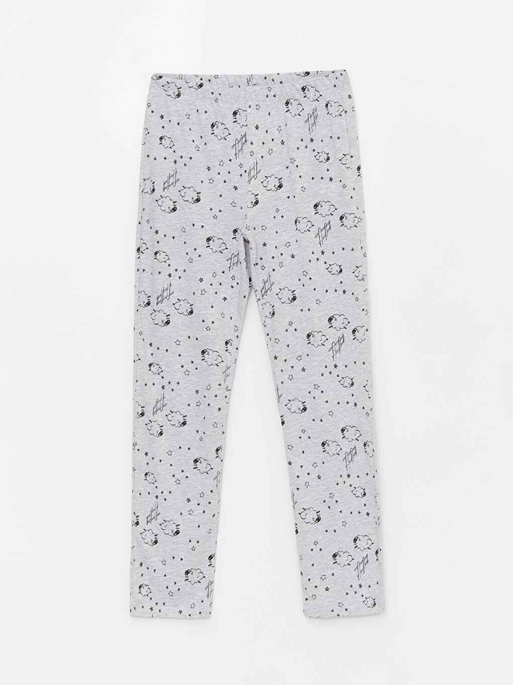 Gri Beli Lastikli Desenli Kadın Pijama Altı-5