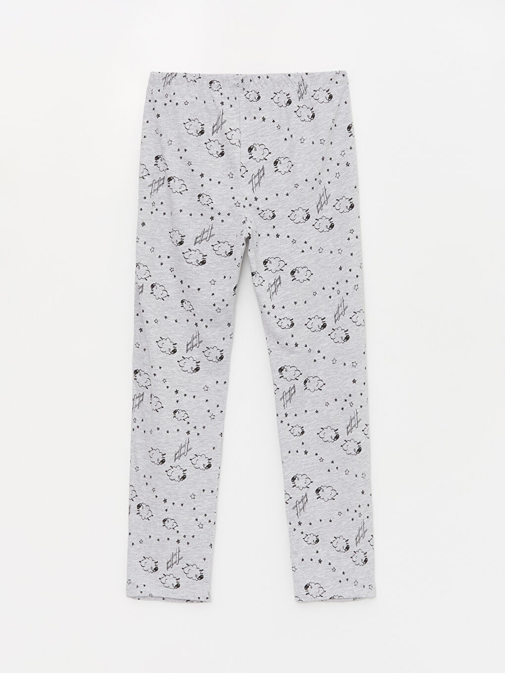 Gri Beli Lastikli Desenli Kadın Pijama Altı-6