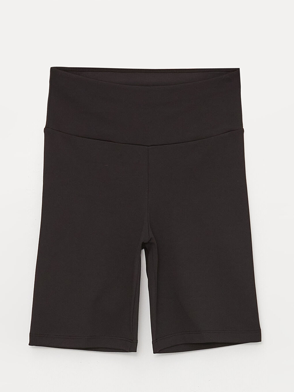 Siyah Kadın Beli Lastikli Düz Şort Tayt-5