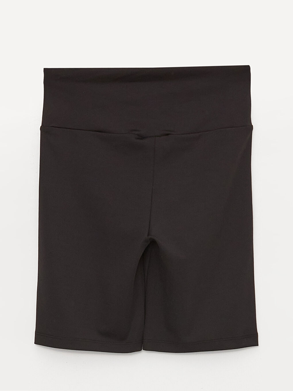 Siyah Kadın Beli Lastikli Düz Şort Tayt-6