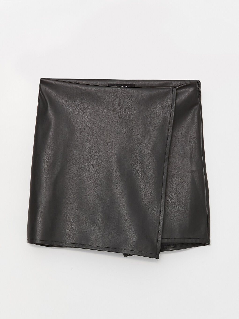 Women's Tight Fit Leather Look Straight Shorts Skirt-5