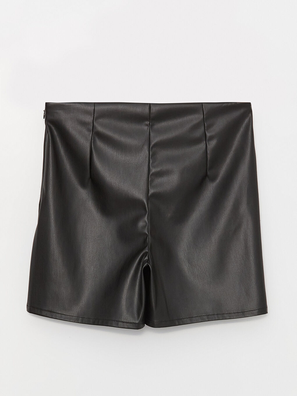 Women's Tight Fit Leather Look Straight Shorts Skirt-6