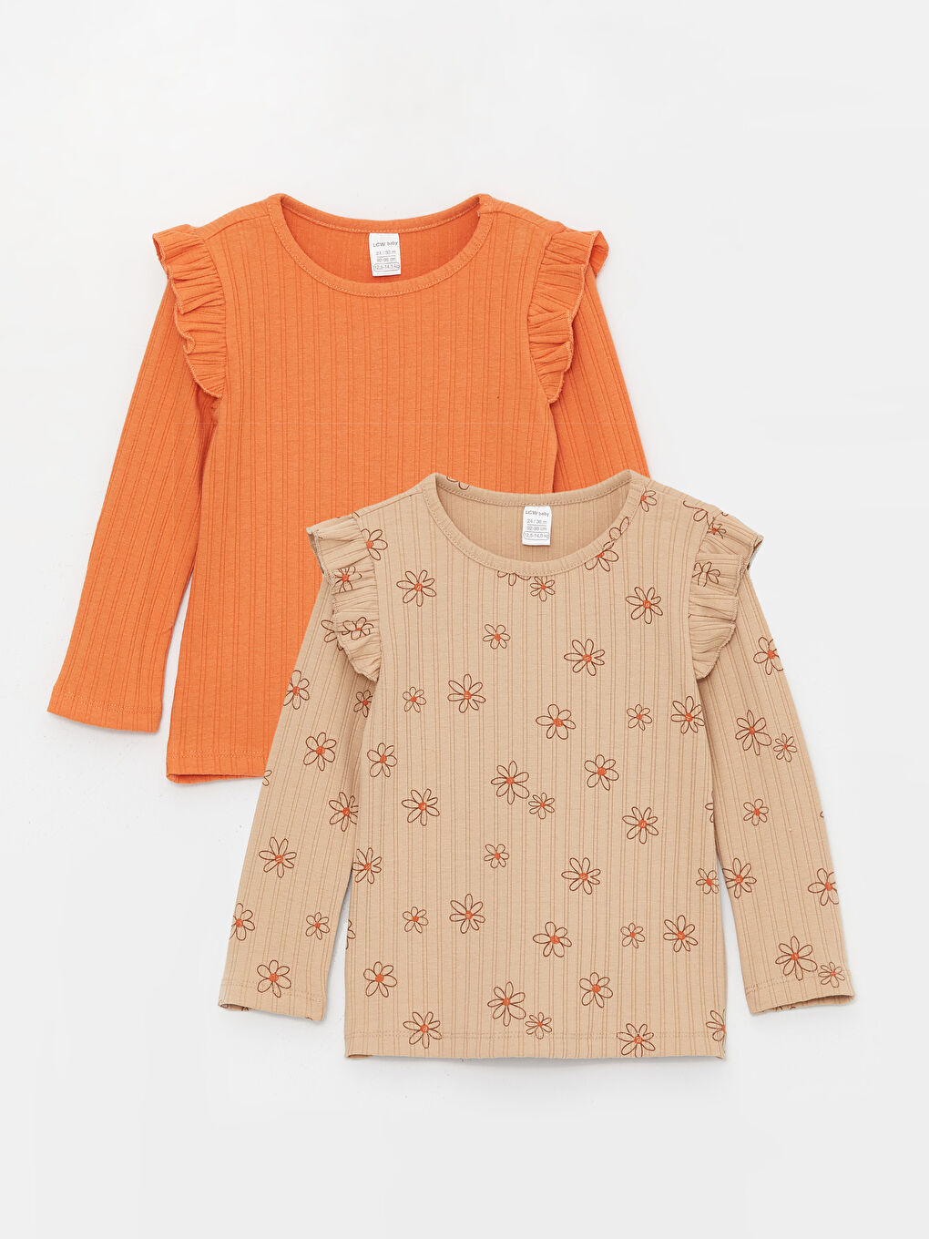 Crew Neck Long Sleeve Baby Girls' T-Shirt 2 Pack