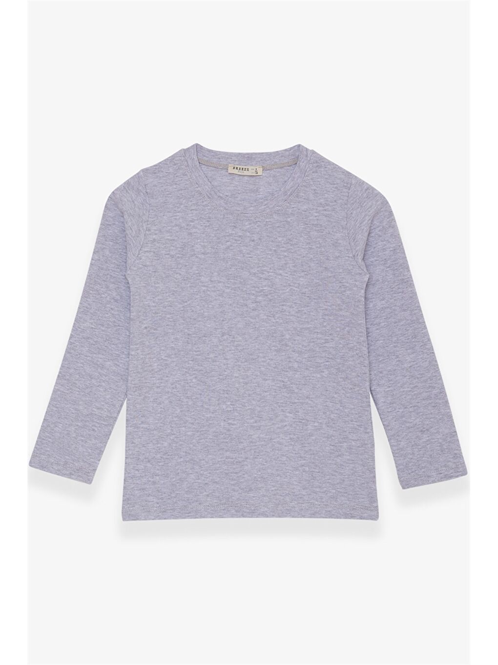 Gri Bisiklet Yaka Basic Uzun Kollu Erkek Çocuk Tişört