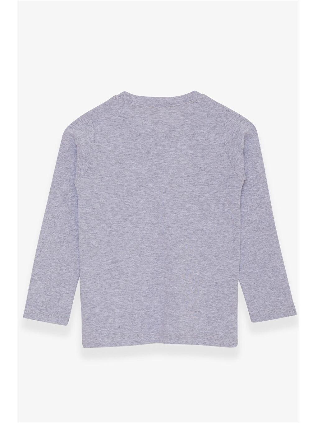Gri Bisiklet Yaka Basic Uzun Kollu Erkek Çocuk Tişört-1