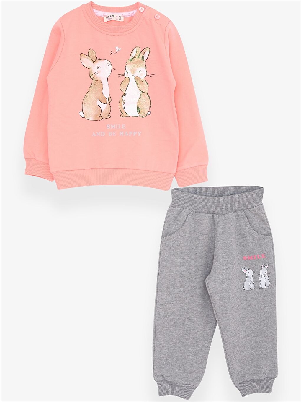 Turuncu Bisiklet Yaka Uzun Kollu Baskılı Kız Bebek 2'li Takım