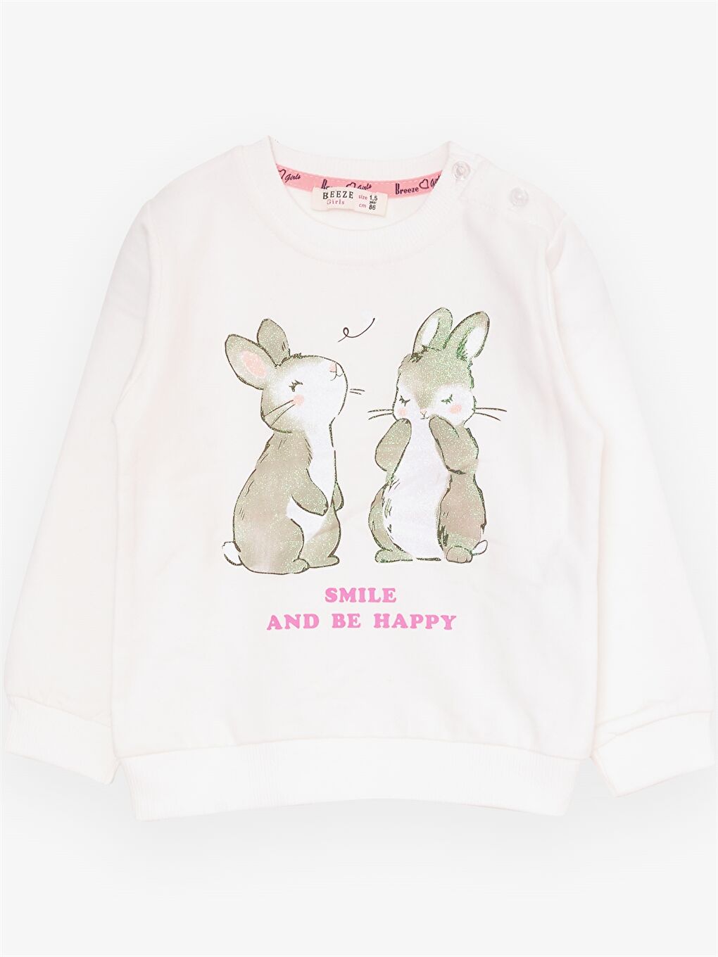 Ekru Bisiklet Yaka Uzun Kollu Baskılı Kız Bebek 2'li Takım-2