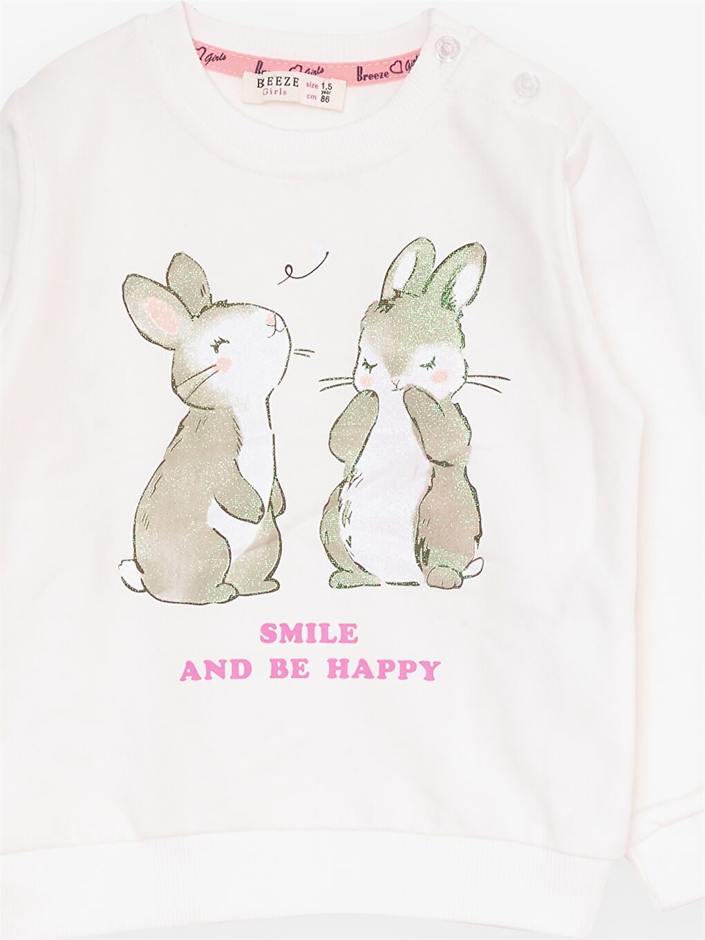 Ekru Bisiklet Yaka Uzun Kollu Baskılı Kız Bebek 2'li Takım-4