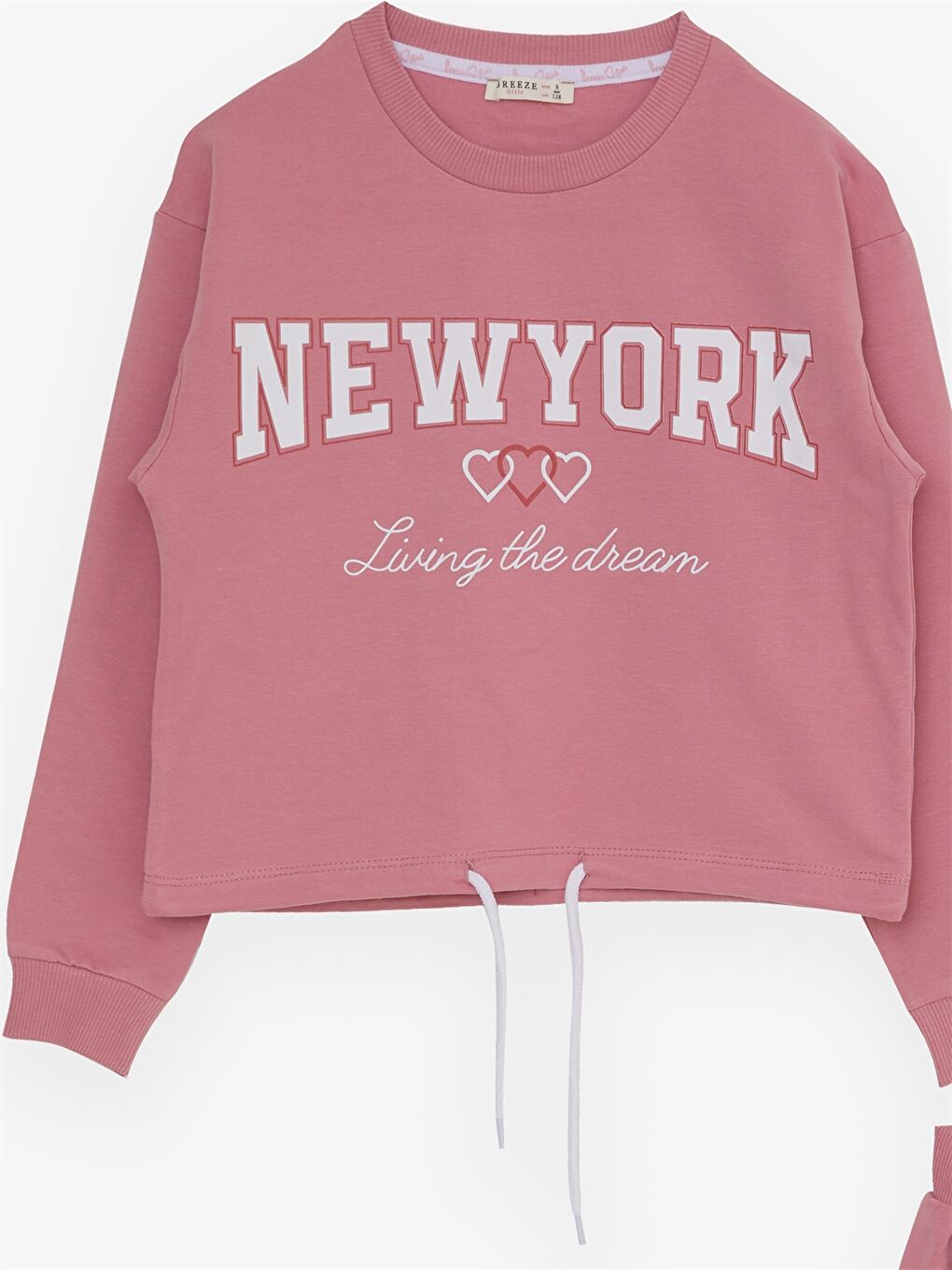 Pembe Bisiklet Yaka Baskılı Uzun Kollu Kız Çocuk 2'li Takım-2