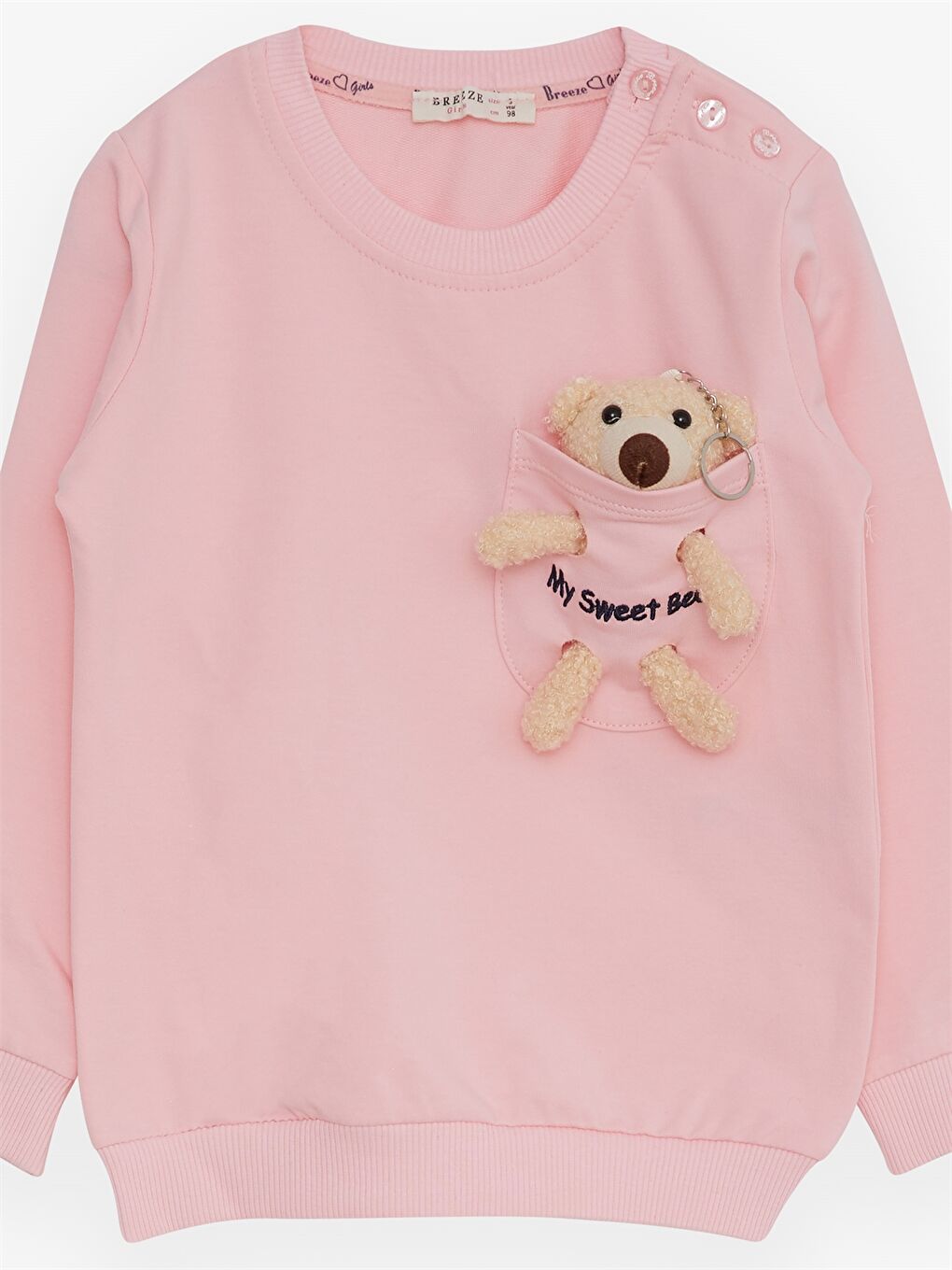 Breeze Pembe Bisiklet Yaka Uzun Kollu Baskılı Kız Bebek Sweatshirt - 2