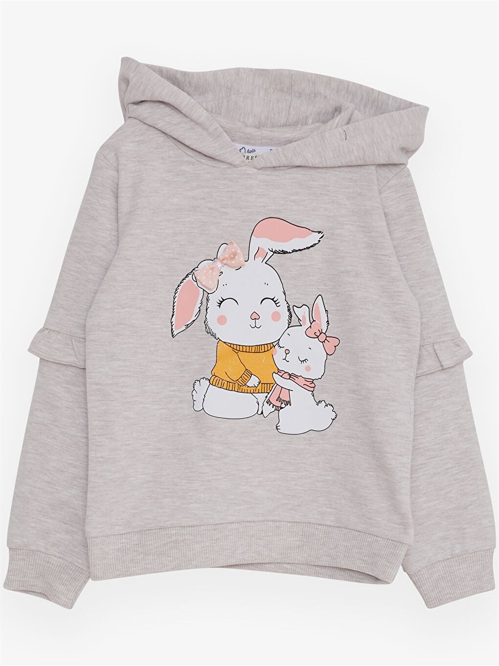 Breeze Bej Uzun Kollu Baskılı Kız Bebek Hoodie