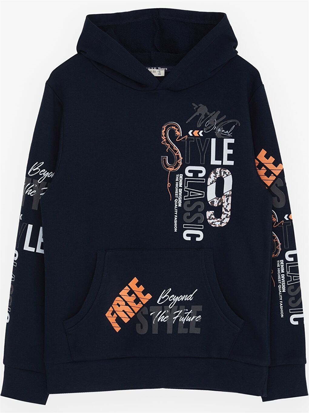 Breeze Lacivert Baskılı Uzun Kollu Erkek Çocuk Hoodie