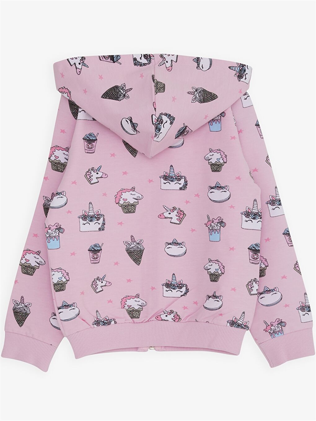 Breeze Pembe Kapüşonlu Uzun Kollu Kız Bebek Fermuarlı Sweatshirt - 1