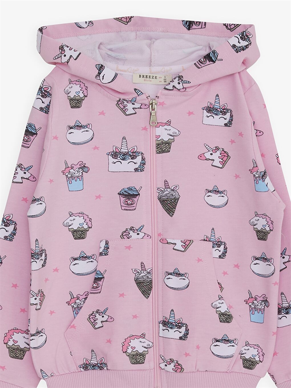 Breeze Pembe Kapüşonlu Uzun Kollu Kız Bebek Fermuarlı Sweatshirt - 2