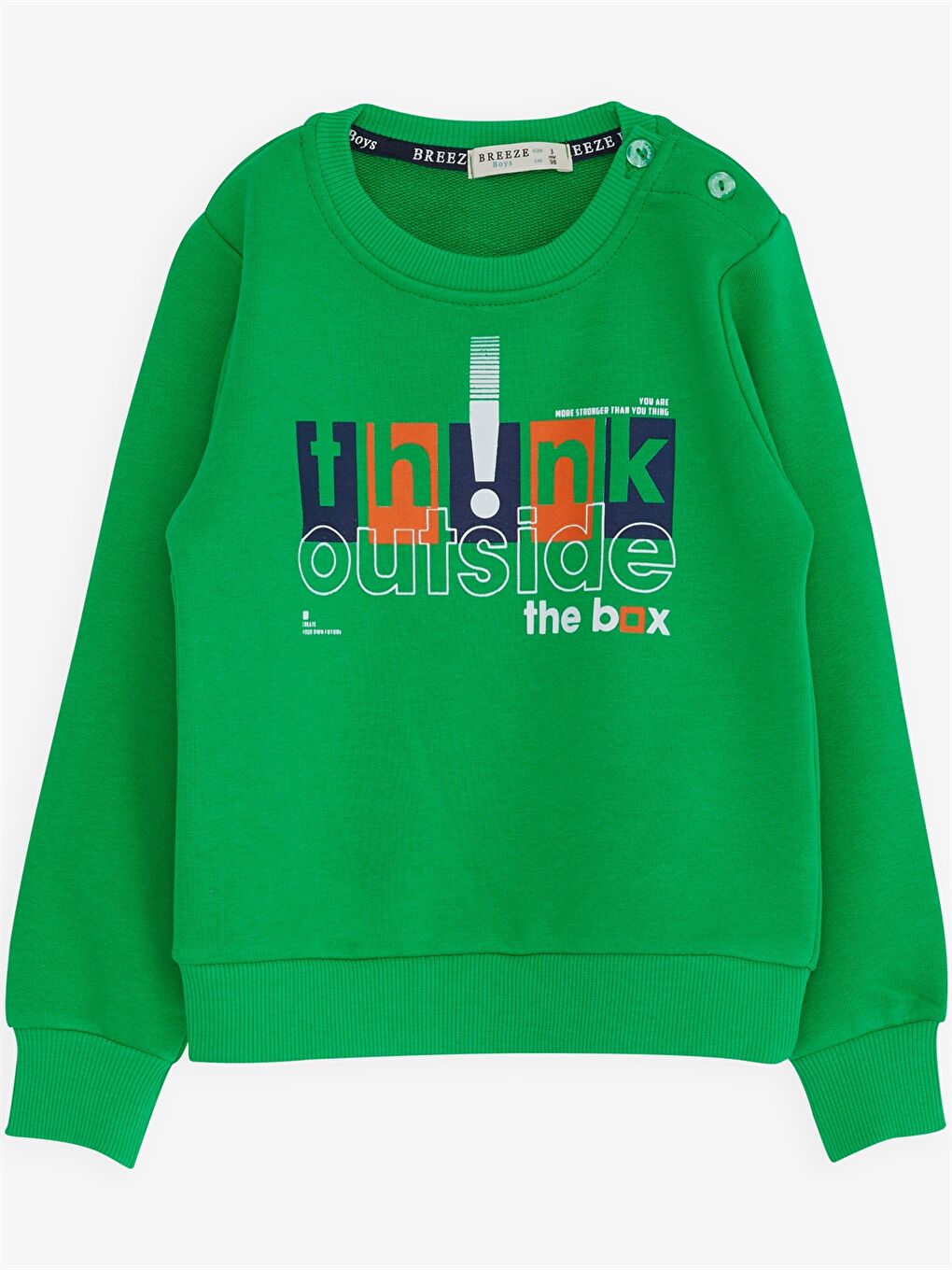 Yeşil Bisiklet Yaka Baskılı Uzun Kollu Erkek Bebek Sweatshirt