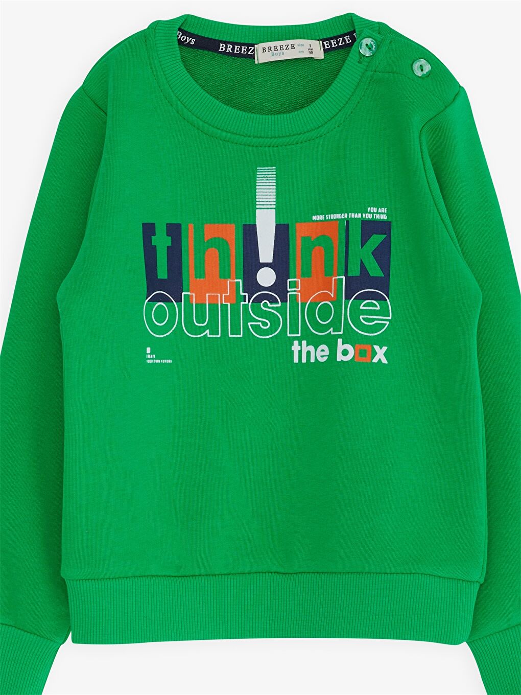 Yeşil Bisiklet Yaka Baskılı Uzun Kollu Erkek Bebek Sweatshirt-2