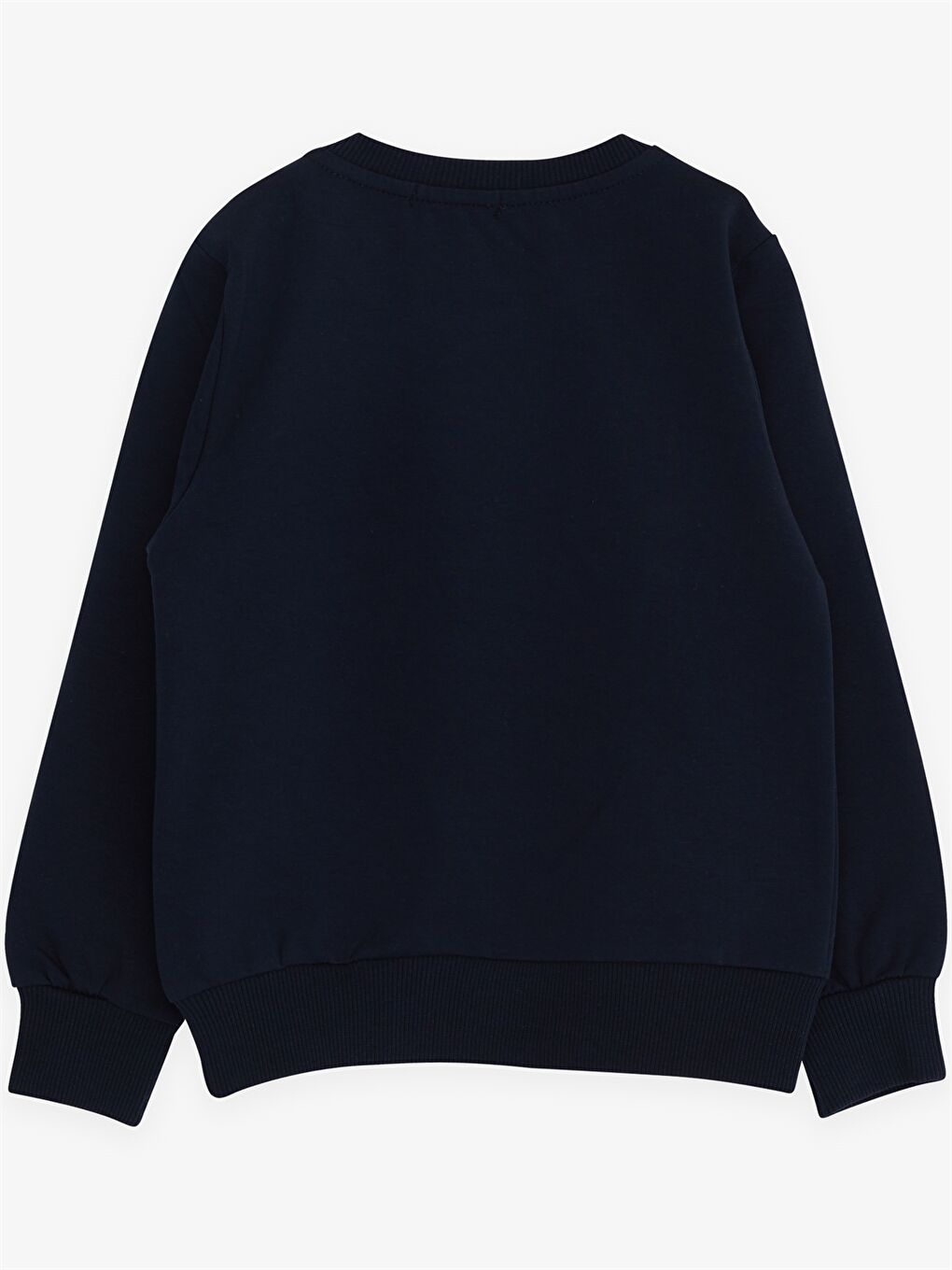 Lacivert Bisiklet Yaka Baskılı Uzun Kollu Erkek Bebek Sweatshirt-1