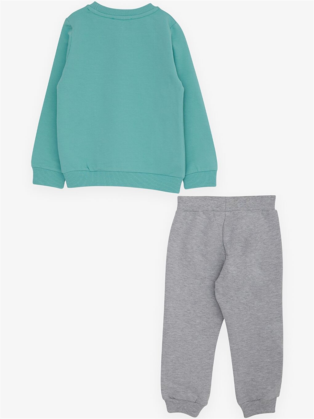 Turkuaz Bisiklet Yaka Uzun Kollu Baskılı Erkek Bebek 2'li Takım-1