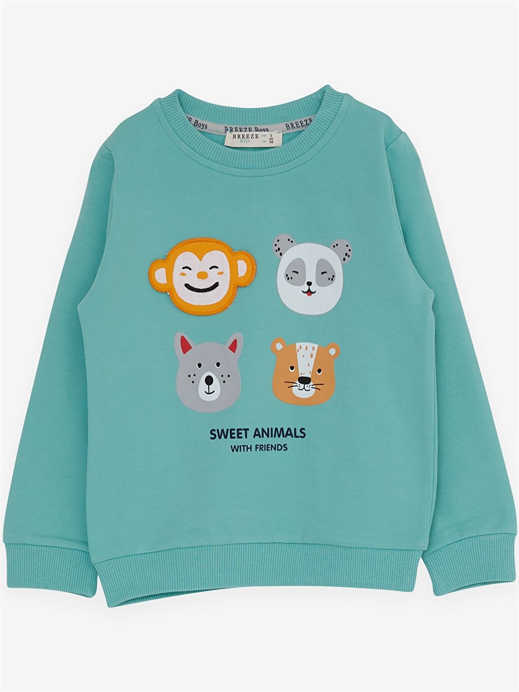 Turkuaz Bisiklet Yaka Uzun Kollu Baskılı Erkek Bebek 2'li Takım-2